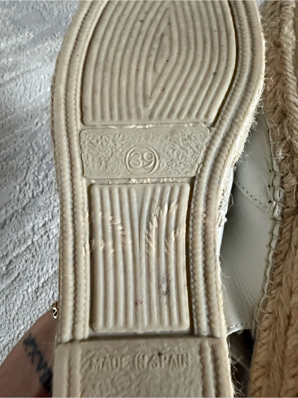 Mint Velvet Spain white leather closed toe Espadrille Sandal 9US 39EU